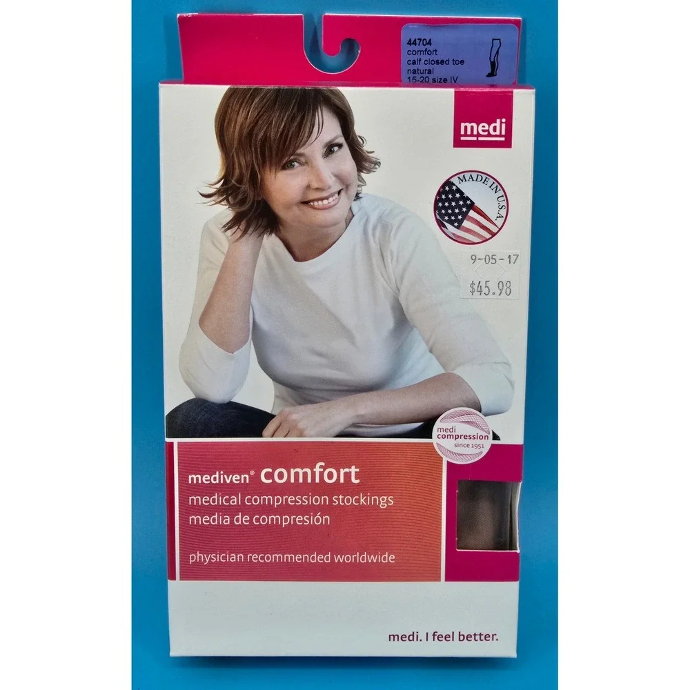 NEW Mediven Womens‎ Mild Compression Stockings Natural Closed Toe Size IV 15-20